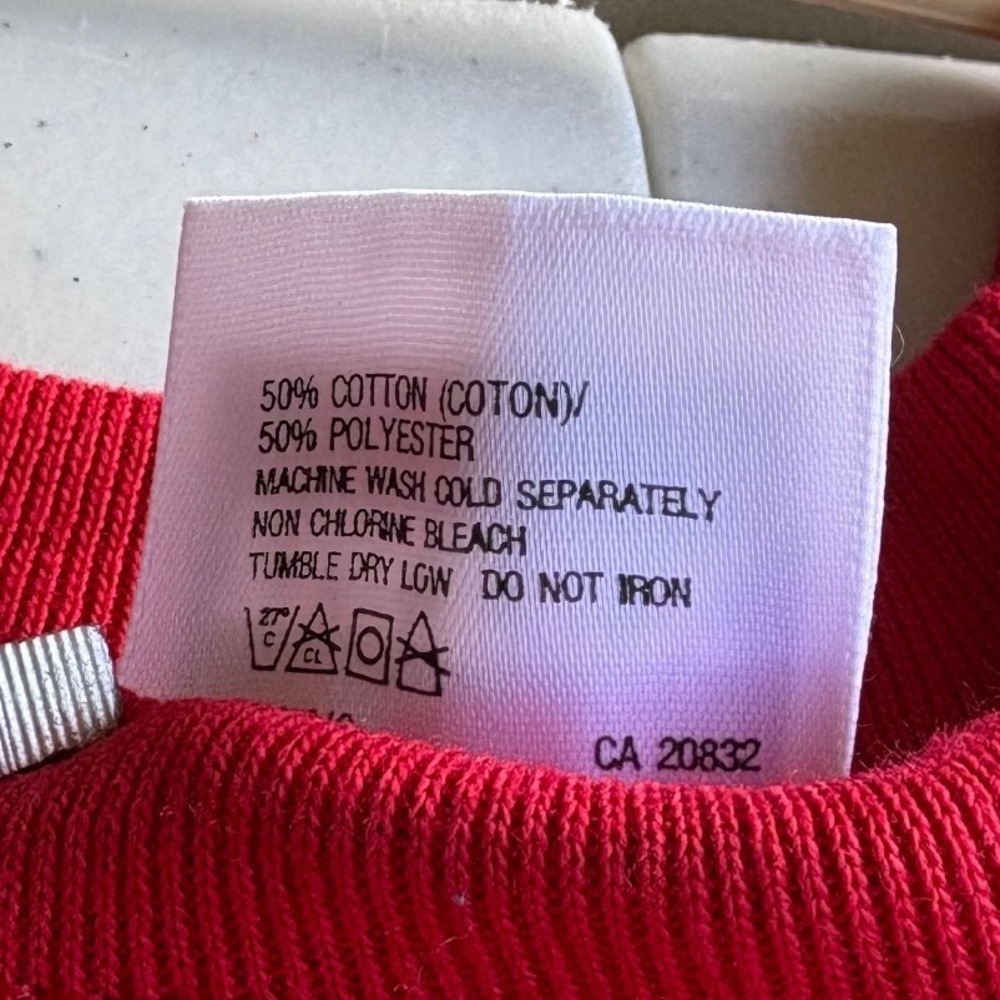 Vintage Tultex Sweatshirt Mens XL Red Raglan Sleeve Made in USA Deadstock NWT - Picture 3 of 5